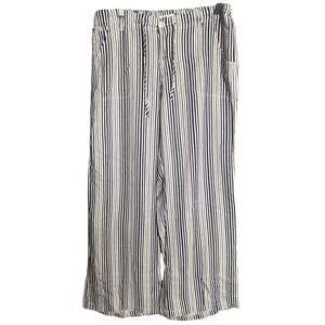 Just Living Casual Wide Striped Pants Large Cotton/Rayon Navy Blue